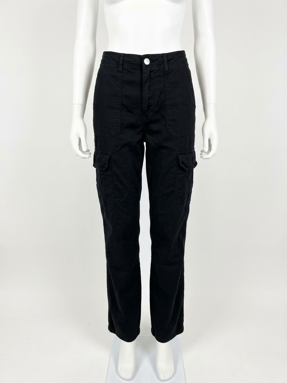 NWOT Zara Black Cargo High Rise Pants with Flap Pockets Size 4